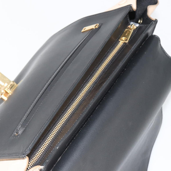 CELINE Trapeze Hand Bag Suede 2way Blue Gold Auth 181841