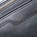 CELINE Trapeze Hand Bag Suede 2way Blue Gold Auth 181841-18