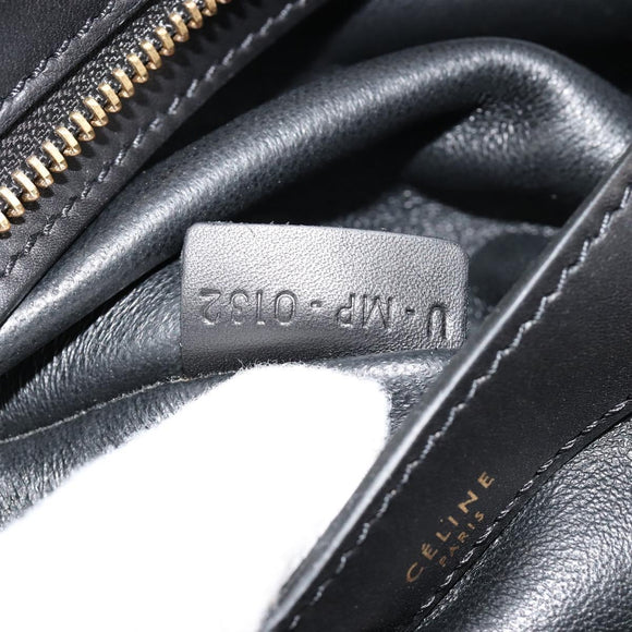 CELINE Trapeze Hand Bag Suede 2way Blue Gold Auth 181841