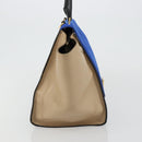 CELINE Trapeze Hand Bag Suede 2way Blue Gold Auth 181841-5