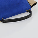 CELINE Trapeze Hand Bag Suede 2way Blue Gold Auth 181841-7
