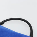 CELINE Trapeze Hand Bag Suede 2way Blue Gold Auth 181841-8