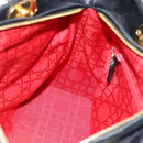 Christian Dior Canage Lady Dior Hand Bag Lamb Skin Black Gold Auth 181843A-19