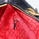 Christian Dior Canage Lady Dior Hand Bag Lamb Skin Black Gold Auth 181843A-20