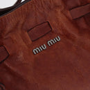 Miu Miu Tote Bag Leather Red Silver Auth 181844A-14