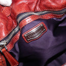 Miu Miu Tote Bag Leather Red Silver Auth 181844A-15