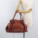 Miu Miu Tote Bag Leather Red Silver Auth 181844A-22