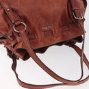 Miu Miu Tote Bag Leather Red Silver Auth 181844A-6