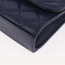 CHANEL Matelasse Trendy CC Chain Bag Lamb Skin Navy Gold CC Auth 181847M-15