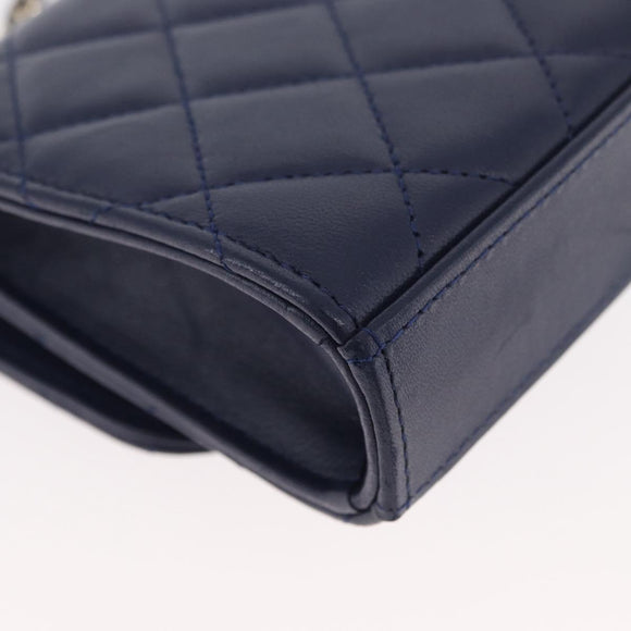 CHANEL Matelasse Trendy CC Chain Bag Lamb Skin Navy Gold CC Auth 181847M