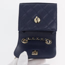 CHANEL Matelasse Trendy CC Chain Bag Lamb Skin Navy Gold CC Auth 181847M-9