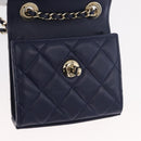 CHANEL Matelasse Trendy CC Chain Bag Lamb Skin Navy Gold CC Auth 181847M-20