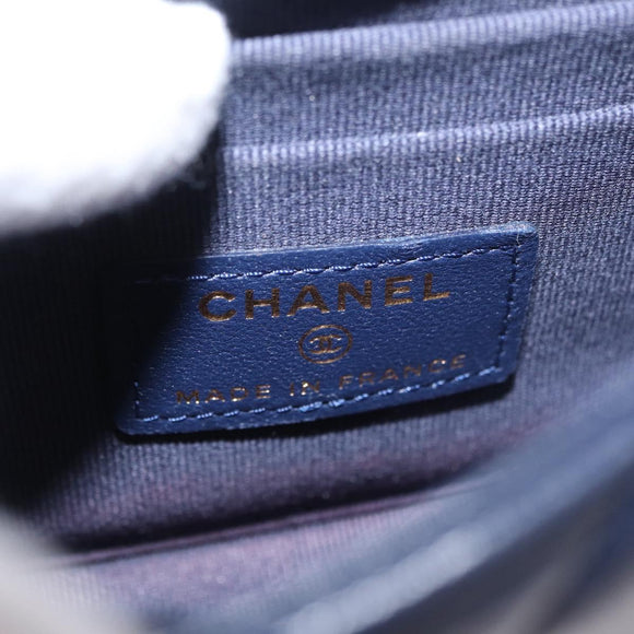CHANEL Matelasse Trendy CC Chain Bag Lamb Skin Navy Gold CC Auth 181847M
