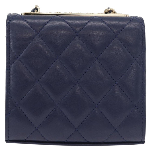 CHANEL Matelasse Trendy CC Chain Bag Lamb Skin Navy Gold CC Auth 181847M