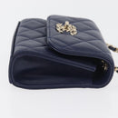 CHANEL Matelasse Trendy CC Chain Bag Lamb Skin Navy Gold CC Auth 181847M-3
