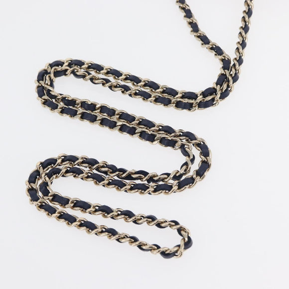 CHANEL Matelasse Trendy CC Chain Bag Lamb Skin Navy Gold CC Auth 181847M