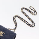 CHANEL Matelasse Trendy CC Chain Bag Lamb Skin Navy Gold CC Auth 181847M-7