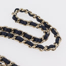 CHANEL Matelasse Trendy CC Chain Bag Lamb Skin Navy Gold CC Auth 181847M-8