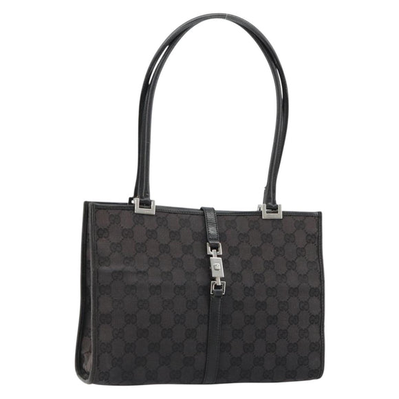 GUCCI GG Canvas Tote Bag Black Silver 002 1073 Auth 181850