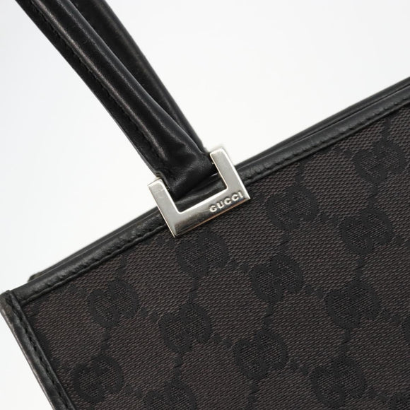 GUCCI GG Canvas Tote Bag Black Silver 002 1073 Auth 181850