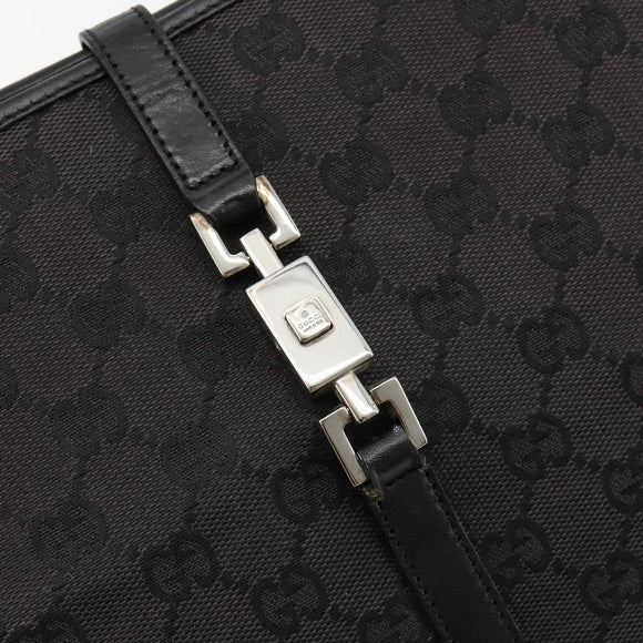GUCCI GG Canvas Tote Bag Black Silver 002 1073 Auth 181850