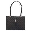 GUCCI GG Canvas Tote Bag Black Silver 002 1073 Auth 181850-13