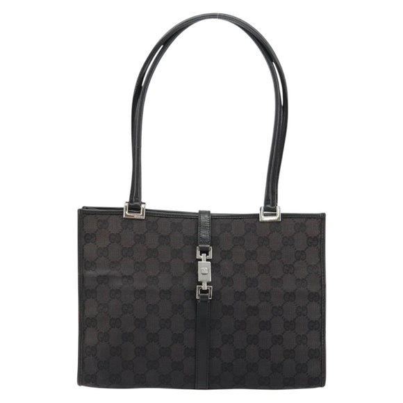 GUCCI GG Canvas Tote Bag Black Silver 002 1073 Auth 181850