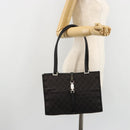 GUCCI GG Canvas Tote Bag Black Silver 002 1073 Auth 181850-24