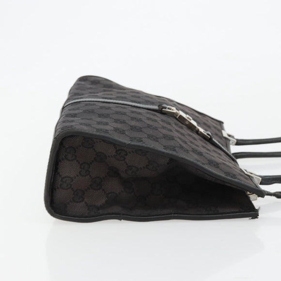 GUCCI GG Canvas Tote Bag Black Silver 002 1073 Auth 181850
