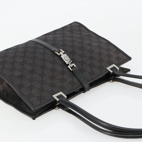 GUCCI GG Canvas Tote Bag Black Silver 002 1073 Auth 181850