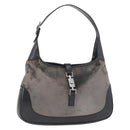 GUCCI Jackie Shoulder Bag Velor Gray Silver 001 3306 Auth 181851A-1