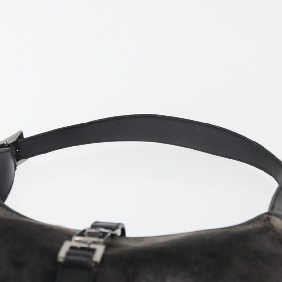GUCCI Jackie Shoulder Bag Velor Gray Silver 001 3306 Auth 181851A