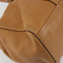 PRADA Tote Bag Leather Beige Gold Auth 181853A-16