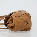 PRADA Tote Bag Leather Beige Gold Auth 181853A-4