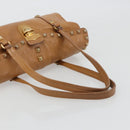 PRADA Tote Bag Leather Beige Gold Auth 181853A-7