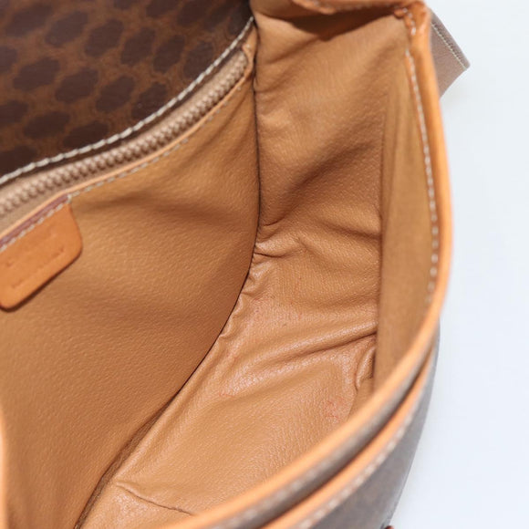 CELINE Macadam Canvas Shoulder Bag PVC Leather Brown Gold Auth 181854