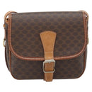 CELINE Macadam Canvas Shoulder Bag PVC Leather Brown Gold Auth 181854-13