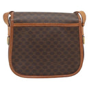 CELINE Macadam Canvas Shoulder Bag PVC Leather Brown Gold Auth 181854-2