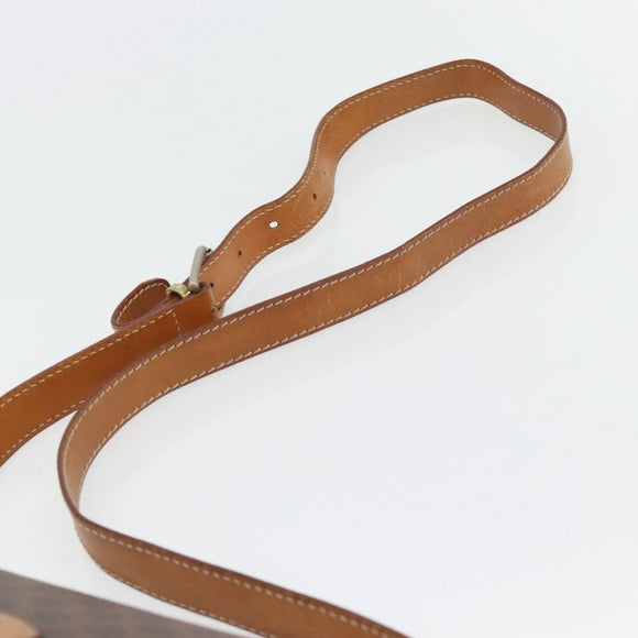 CELINE Macadam Canvas Shoulder Bag PVC Leather Brown Gold Auth 181854