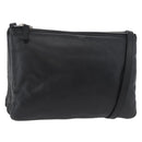 CELINE Trio Shoulder Bag Leather Black Silver Auth 181857A-1