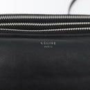CELINE Trio Shoulder Bag Leather Black Silver Auth 181857A-14