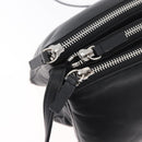 CELINE Trio Shoulder Bag Leather Black Silver Auth 181857A-15