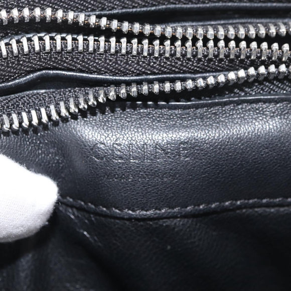CELINE Trio Shoulder Bag Leather Black Silver Auth 181857A