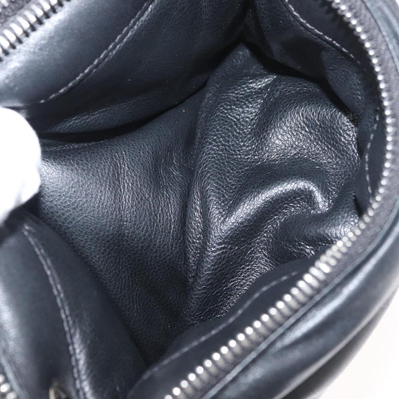 CELINE Trio Shoulder Bag Leather Black Silver Auth 181857A