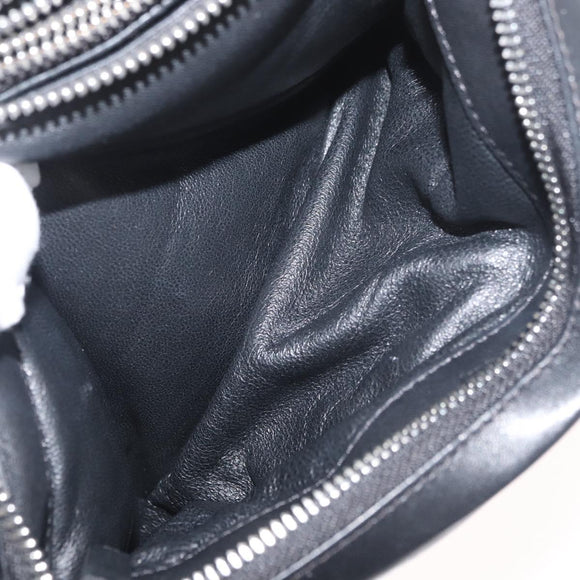 CELINE Trio Shoulder Bag Leather Black Silver Auth 181857A