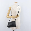 CELINE Trio Shoulder Bag Leather Black Silver Auth 181857A-23