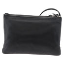 CELINE Trio Shoulder Bag Leather Black Silver Auth 181857A-3