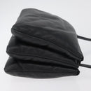 CELINE Trio Shoulder Bag Leather Black Silver Auth 181857A-4
