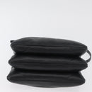 CELINE Trio Shoulder Bag Leather Black Silver Auth 181857A-9