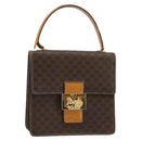 CELINE Macadam Canvas Horse Carriage Bag PVC Leather 2way Brown Gold Auth 181859-1